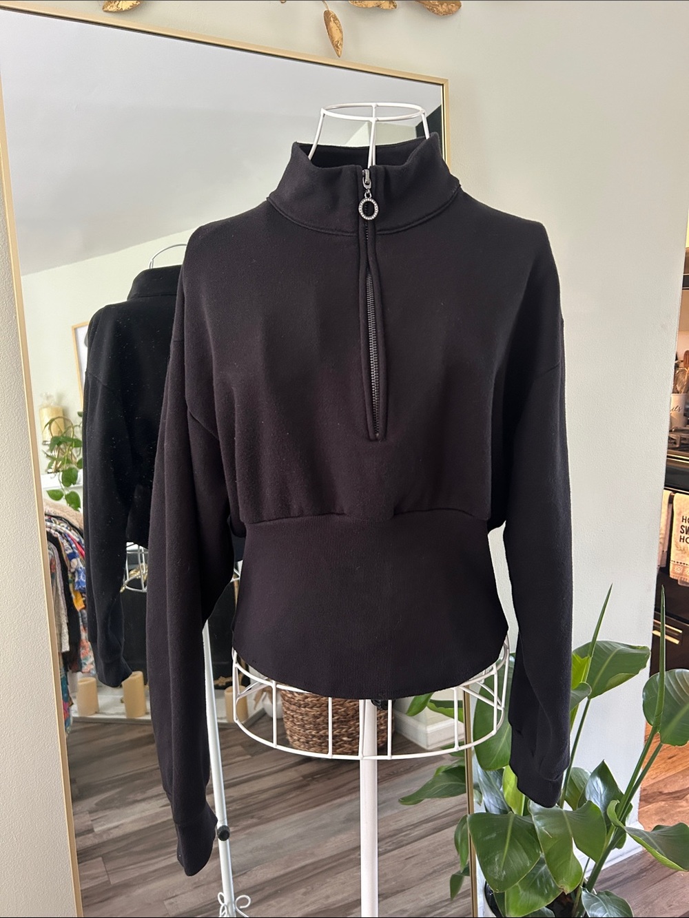 Victoria's Secret Black Half-Zip Mock Neck Sweatshirt